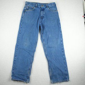 Carhartt Blue Jeans Mens 33x32 Straight Leg Medium Wash Heavyweight Work…